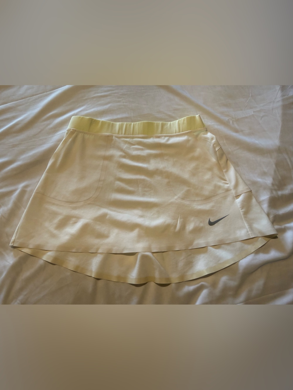 Nike Women's Cream Golf Skirt with Neon Yellow Waistband